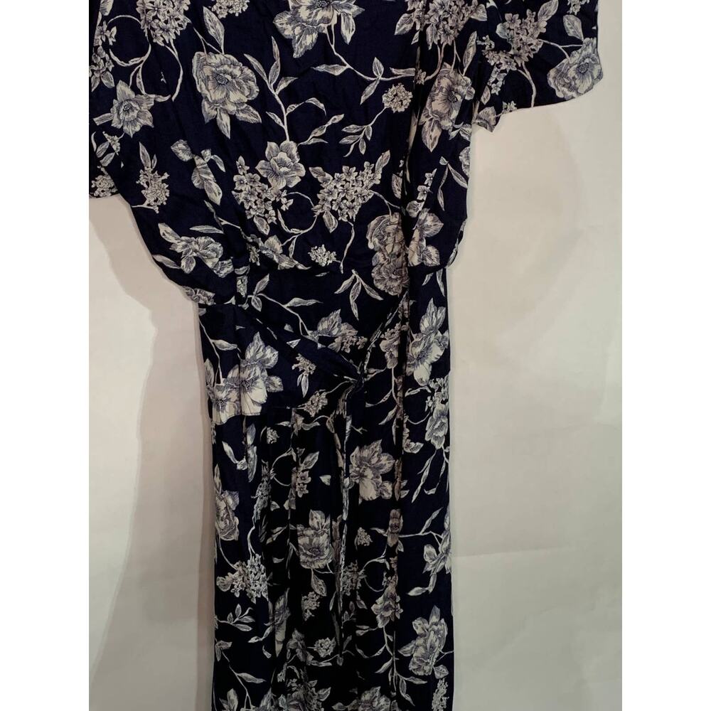 Lisa II vintage front tie dress 16 blue floral back button cottage core teacher - Picture 2 of 7